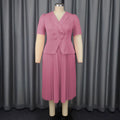 New arrival cross-border work clothingdress lapel short sleeve design double breasted decoration pleated skirt pleateddres