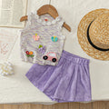 new arrival: girls' cute 3d floral textured top + casual pants two-piece set