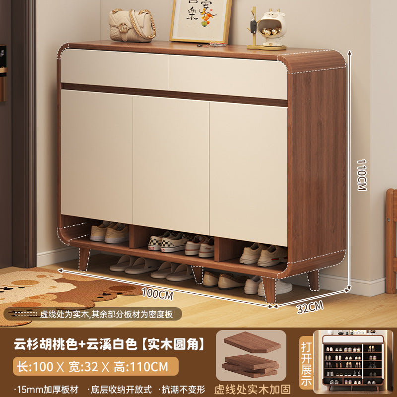 Solid wood core shoe cabinet household entrance 2025 new Chinese-style wall storage cabinet large-capacity indoor shoe rack