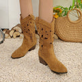 Plus sizeexport rivet pointed toe v-mouth knight boots autum thick heel british style cut out hollow heel knee socks boots for women