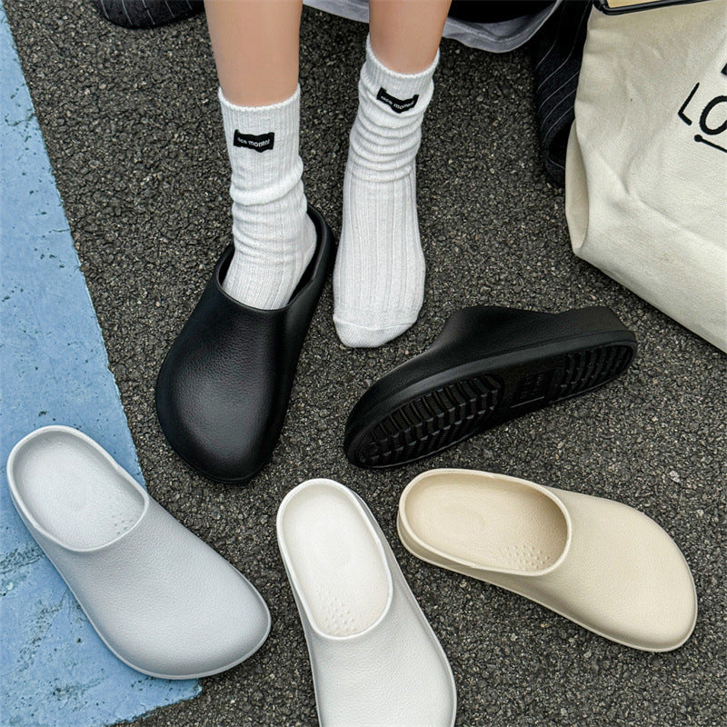 Best sellingeva toe-cap slippers for men outwear non-slip waterproof non-hole half slippers high-looking couple non-hole slippers