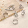 Wholesale glossy plain band rings - european & american cross-border jewelry - women's geometric electroplated stylish knuckle ring set