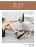 Women's fleece-lined cotton shoes - authentic, warm, flat, new autumn/winter 2025 collection. leather upper, soft sole, durable women's shoes - kt2509