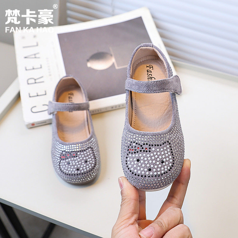 Vancahao girls' fashion kitty cat rhinestone princess shoes - new  spring/autumn collection - children's leather dress shoes for performances