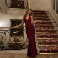 Amazon fashion european and american style  summer new halter neck shiny silk waistband backless sexy socialite elegant dress for women