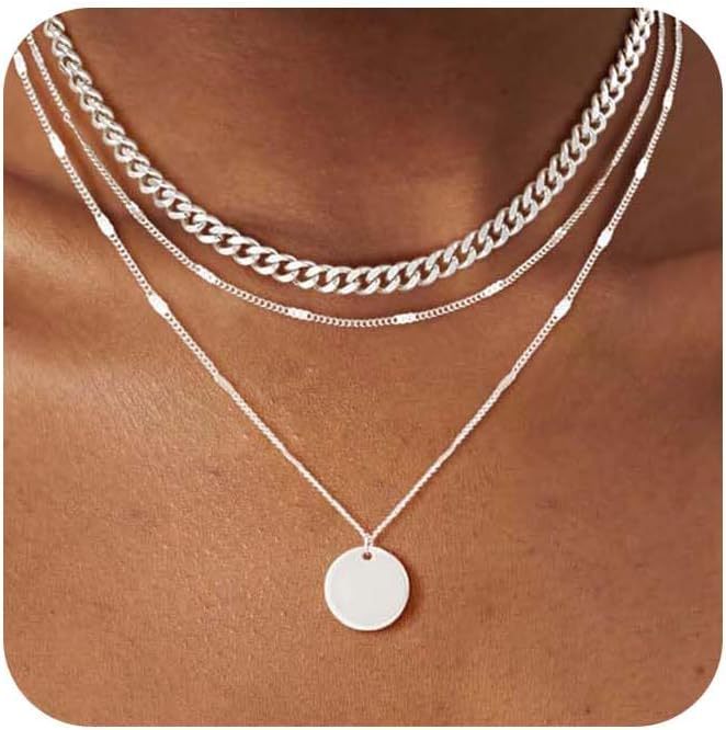 Brass real gold plated european and american cross-border hot selling minimalist twisted circle pendant fashion necklace for women - three layers