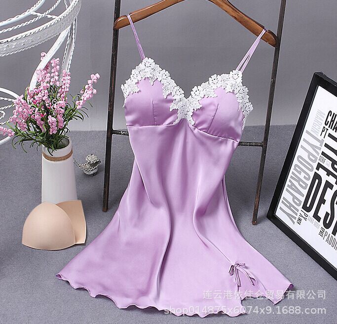 Women's satin robe sexy nightgown lace bathrobe summer casual loungewear evening dress sleepwear