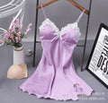 Women's satin robe sexy nightgown lace bathrobe summer casual loungewear evening dress sleepwear