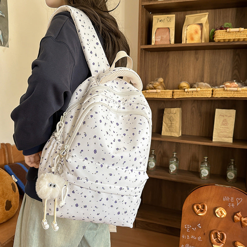 2025 new spring outing: stylish & chic solid color/floral casual student backpack - fresh & feminine everyday bag