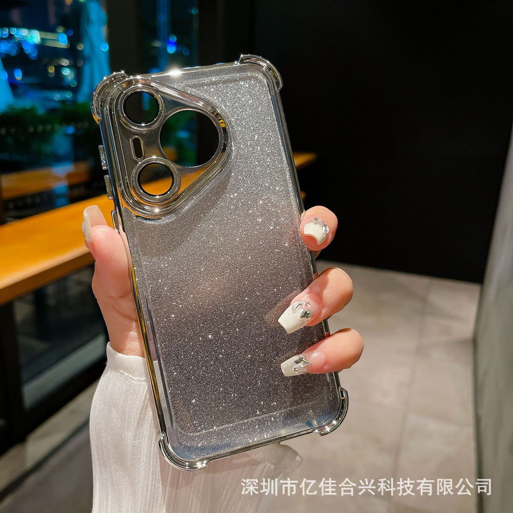 Huawei pura80 electroplated four corners suitable for honor magic8 gradient magnetic shield holder mobile phone case mate70