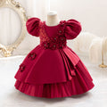 New in stock sequin floral kids' dress - princess style runway dress for girls