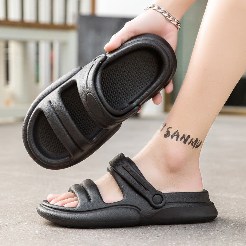 Summer men's fashion trend outdoor wearing slippers women's  large-size couple sandals men's household one-word drags men