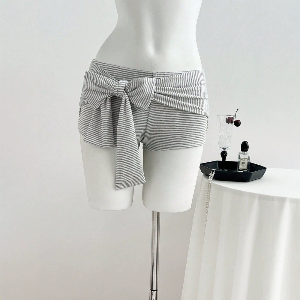 E2 - in stock - 95285#  us & europe hot girl low-rise striped bow casual summer women's shorts