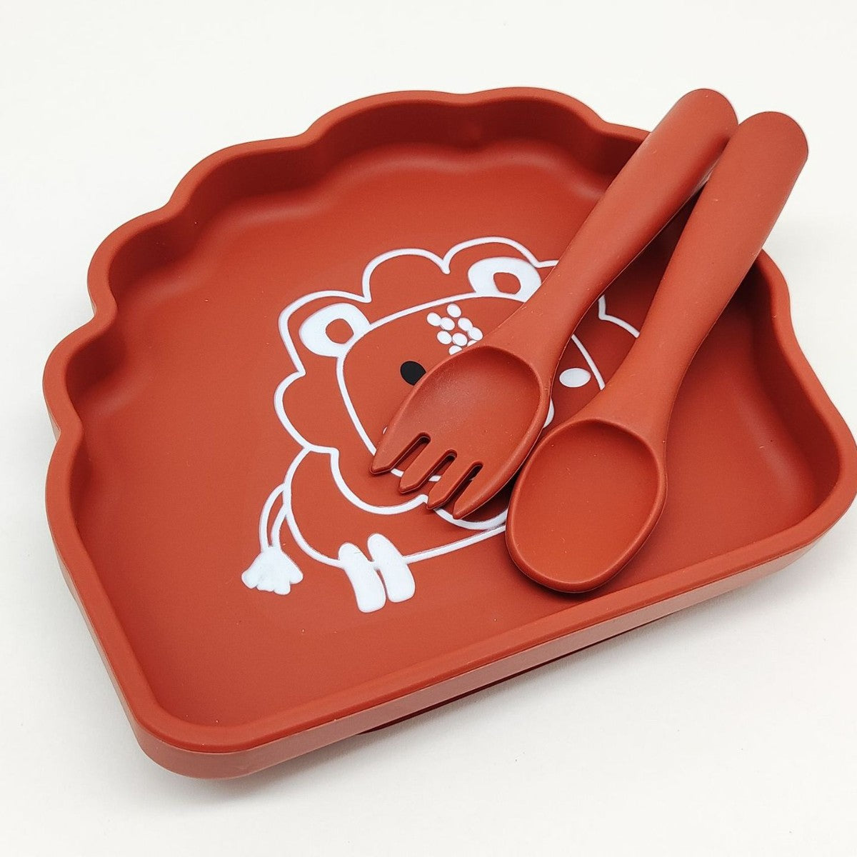 Children's Crocodile Elephant Silicone Plate Set Supplementary Food Grid Infant Learning to Eat Training with Suction Cup