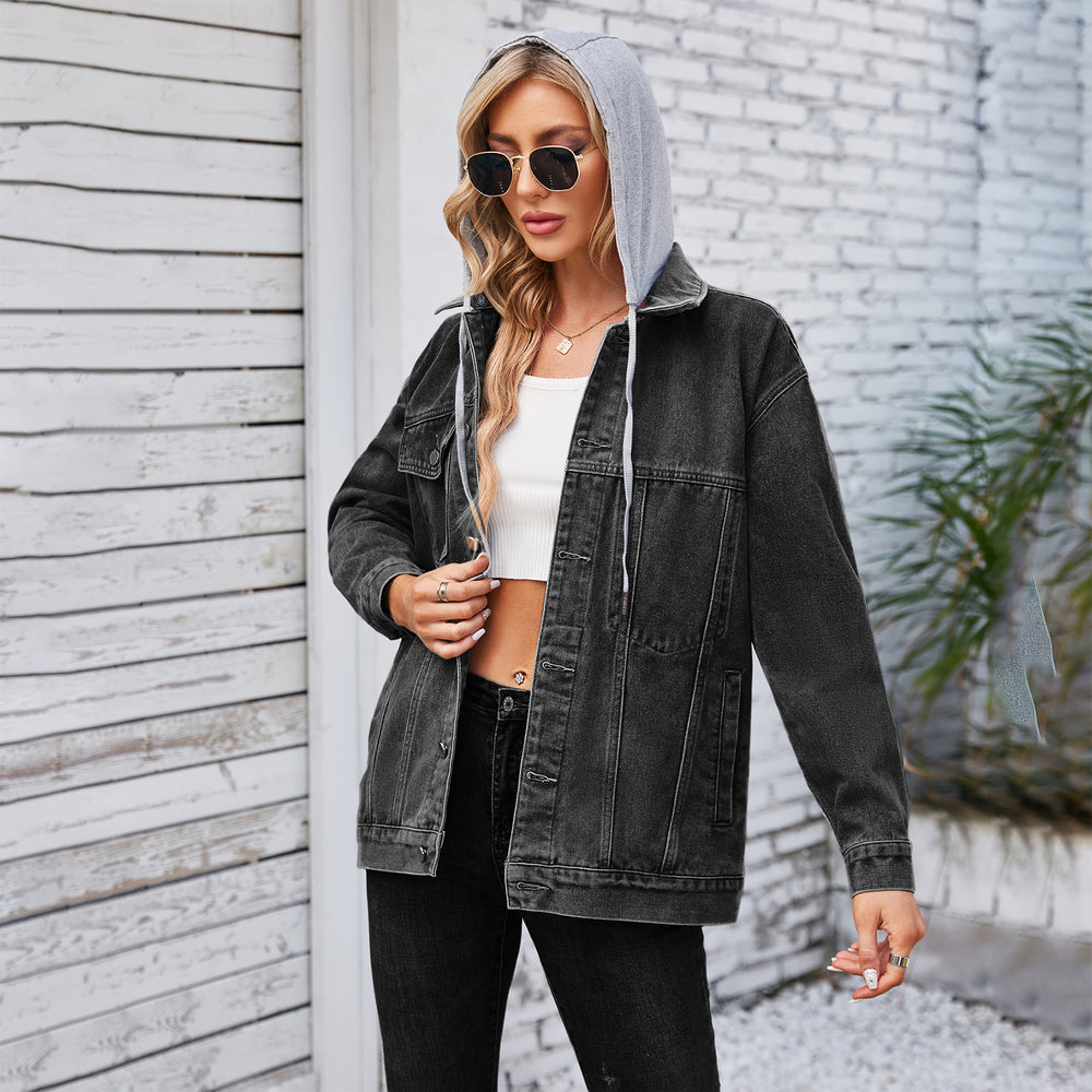 Fashion cross-border foreign trade women's clothing new arrival  independent station washed loose denim outwear medium long tops trendy