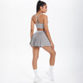 Cloud-feel quick-dry breathable anti-exposure undershirt tennis pleated skirt sports bra set for women's running, fitness, and yoga