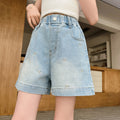 Girls' beaded denim shorts - stylish summer outfit for older kids & toddlers - lightweight, breathable, and versatile hot pants
