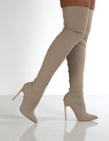 2026 spring new arrival: plus size women's boots - stretch boots, retro stiletto high heels, knitted over-the-knee boots