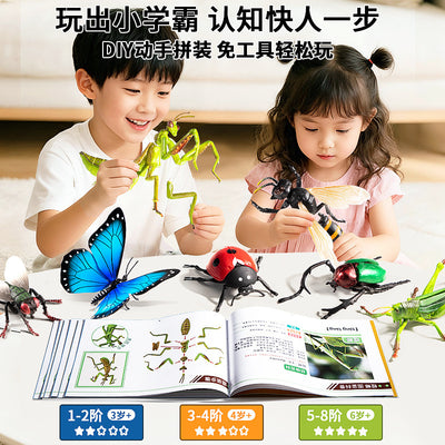Kids' realistic insect model 4d assembly educational animal toy - mantis, fly, bug, butterfly - cognitive science educational building blocks