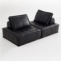 Original piedmont sofa - vintage-inspired, retro oil wax leather, high-end genuine leather sofa set, black modular sofa