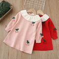Girls' knit dress - new autumn/winter  collection - handmade floral knit dress for baby girls - sweet and stylish dress