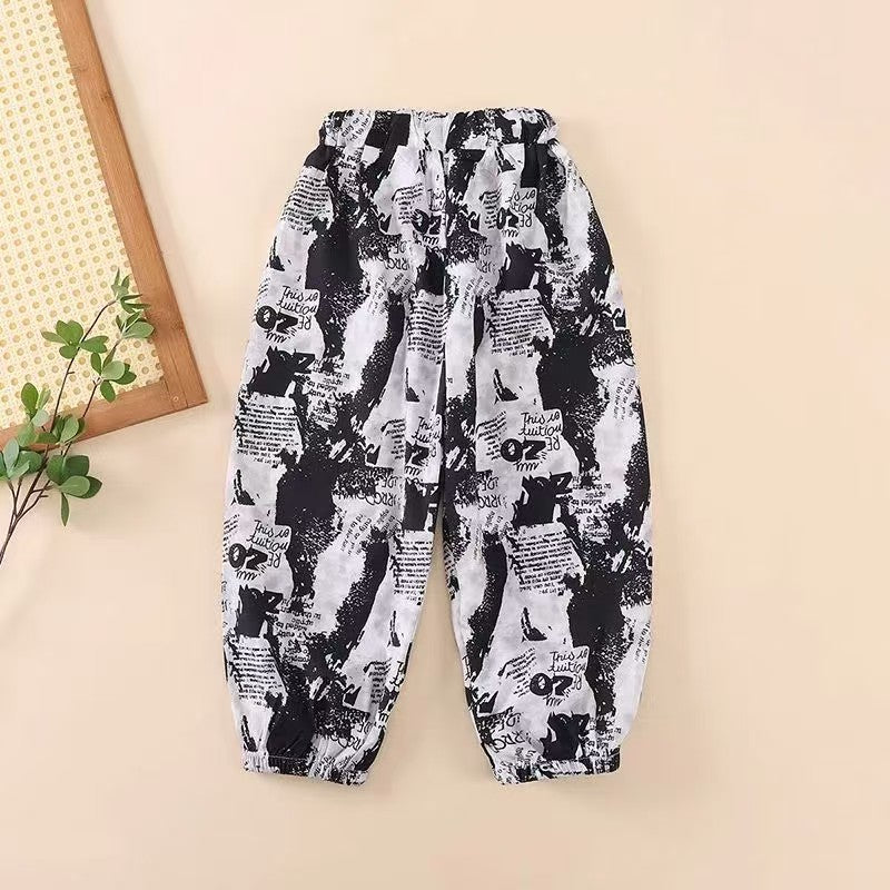 Pantssummer thin summer clothes big kids girls loose style ice silk bloomers summer kids anti-mosquito pants