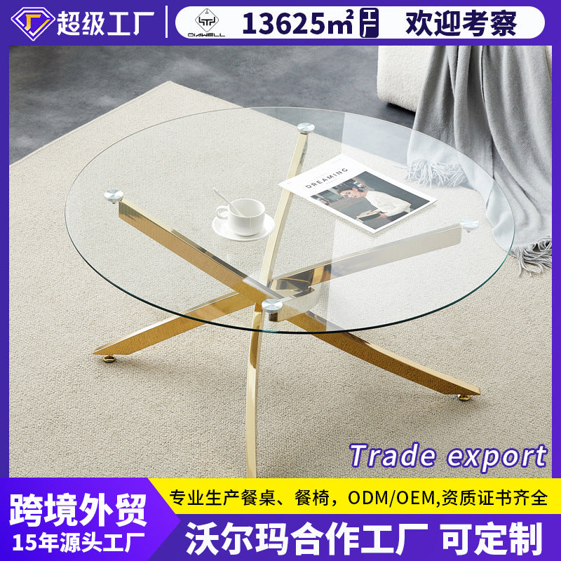 tempered glass dining table small apartment round table for home round negotiation table dining tables