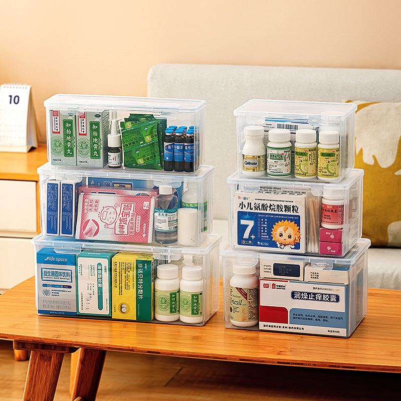 Flip small medicine box Portable with lid Stackable rectangular storage box Transparent storage drug packaging box with lid