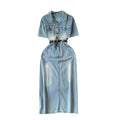Vintage hong kong style denim dress - women's  summer new arrival - high-end, elegant, slimming, mid-length dress with cinched waist