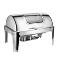 Stainless steel buffet warming cabinet with glass window, commercial grade, 9 liter capacity, white/silver finish, in stock