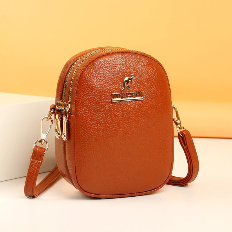 Women's phone bag 2024 new arrival: premium multi-layer soft leather fashionable versatile shoulder bag & crossbody bag