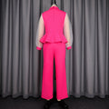 Autumnew arrival color matching casualtwo-piece set work clothing mesh patchwork lapel waist rufflestopsstraight-leg pants