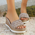 summer new arrival: women's wedge heel slippers for cross-border e-commerce. plus sizes available. 0.67cm heel height difference. wholesale options available. dropshipping to  and