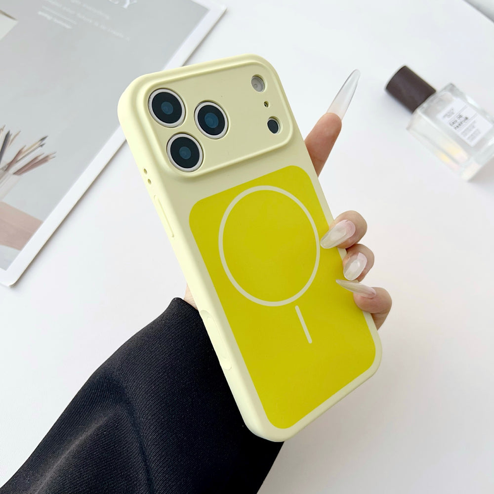Fine hole two-color thin circle magnetic liquid silicone apple 17promax mobile phone case suitable for iphone16 skin-feeling case