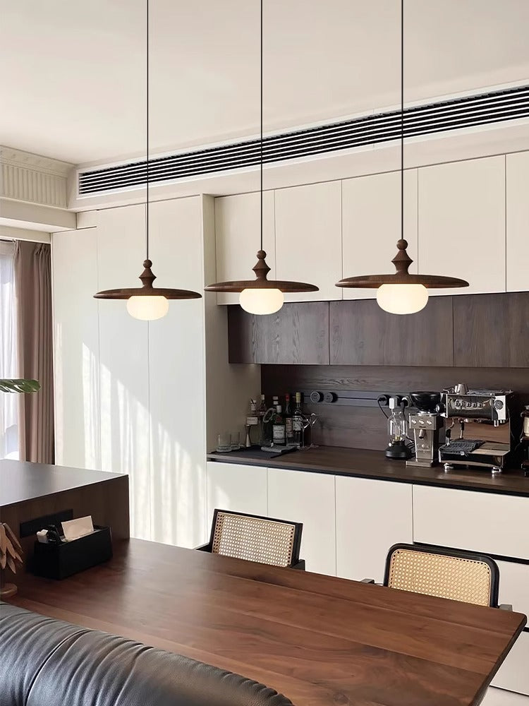 Wabi-sabi wind bedroom bedside chandelier retro walnut color dining table chandelier medium antique bar restaurant light