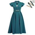 D3365  fashionexport summer new arrivalelegantol suit collar medium long double breasted african dress