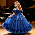 Girls' flower girl wedding dress evening gown runway cross-border european and american style off-shoulder tutu dress children's princess dress wholesale in stock