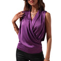 Amazon women's spring/summer sleeveless satin blouse - european & american style, ruched tank top, new sexy shirt