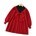 new year's & christmas girls' knit sweater dress - sweet & chic bow detail