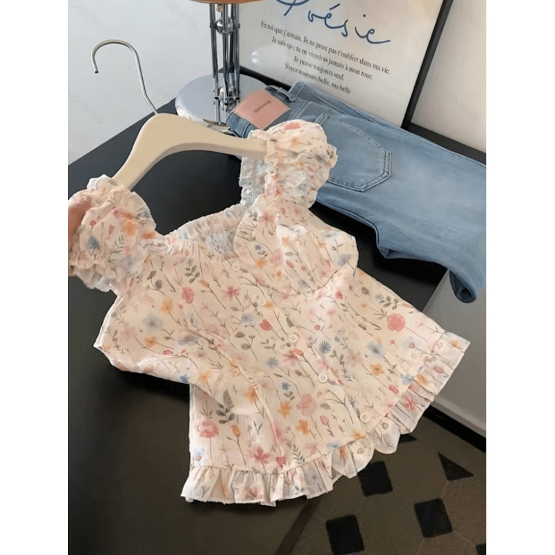 Women's new summer french chic embroidered blouse - perfect for dates, office, and everyday wear