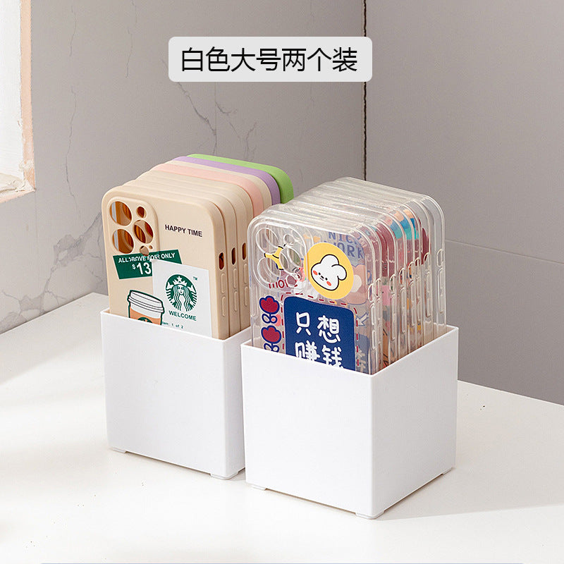 Desktop mobile phone case, sticky note transparent storage box, plastic large-capacity data cable, earphone mini wall-mounted storage box.