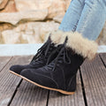 plus size  new versatile fashion casual comfortable lace-up fuzzy flat snow boots retro women's boots