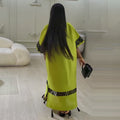 European and american women's clothing  autumn new collection: sweet and fresh v-neck batwing sleeve loose waist straight a-line maxi dress