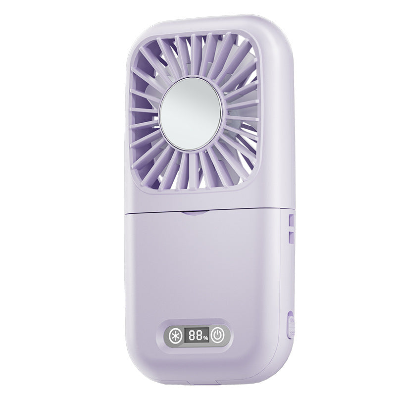 Hanging neck handheld fan foldable portable usb charging fan desktop stand outdoor makeup mirror small fan wholesale