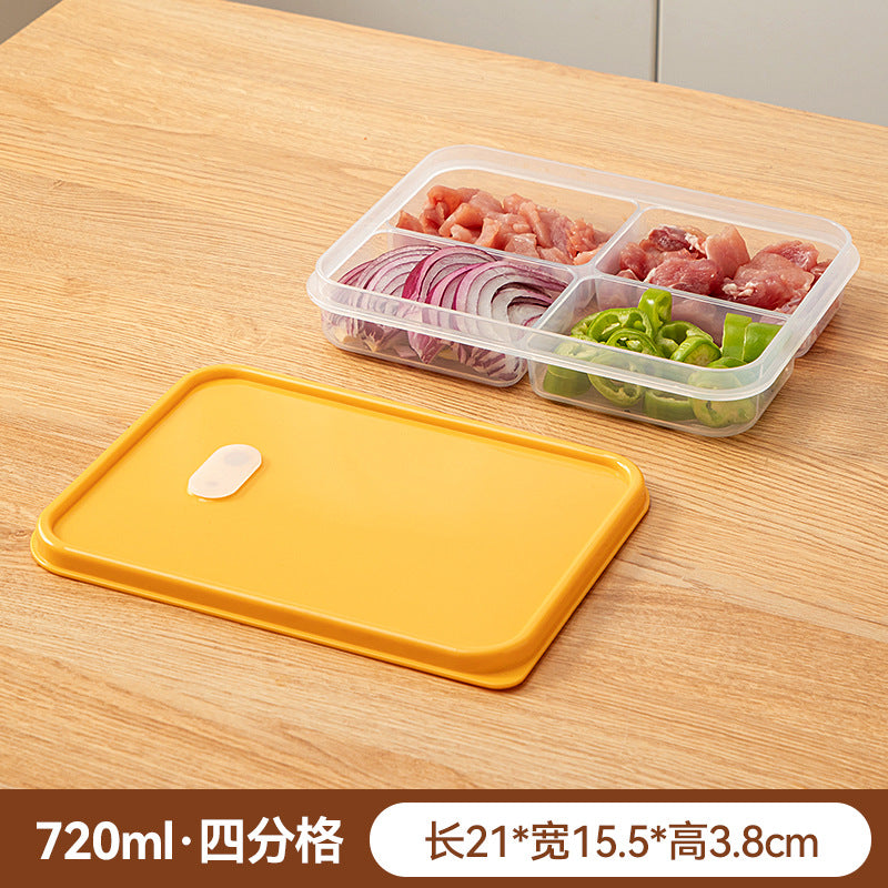 Kitchen, refrigerator, fresh-keeping storage box, sealed food preparation, transparent fresh-keeping box, food grade grid plastic freezer