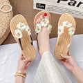 Floral flip-flops for women - summer outdoor wear, 2024 new style, beach & vacation, fairycore design, non-slip, wet-friendly