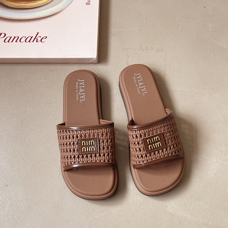 Women's shoes 2025 new fashion versatile thong sandals - trendy, home & outdoor wear, non-slip, lightweight, hollow-out beach slippers