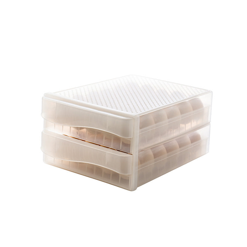 Egg storage box Household grid egg crisper Drawer type double-layer egg box Large capacity refrigerator food box