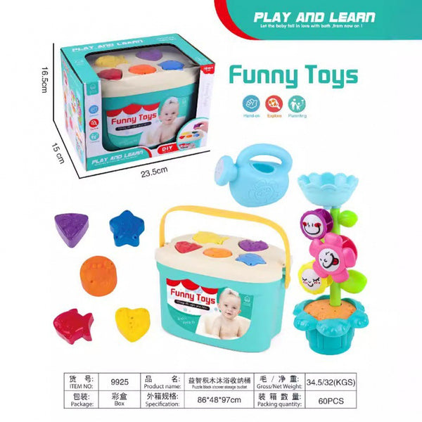Cross-border export  baby bathing octopus stacking music turning music building block children's bathroom water toys