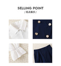 Export kids suit three-piece dark blue vest long sleevesshirt trousers british style girlsuit